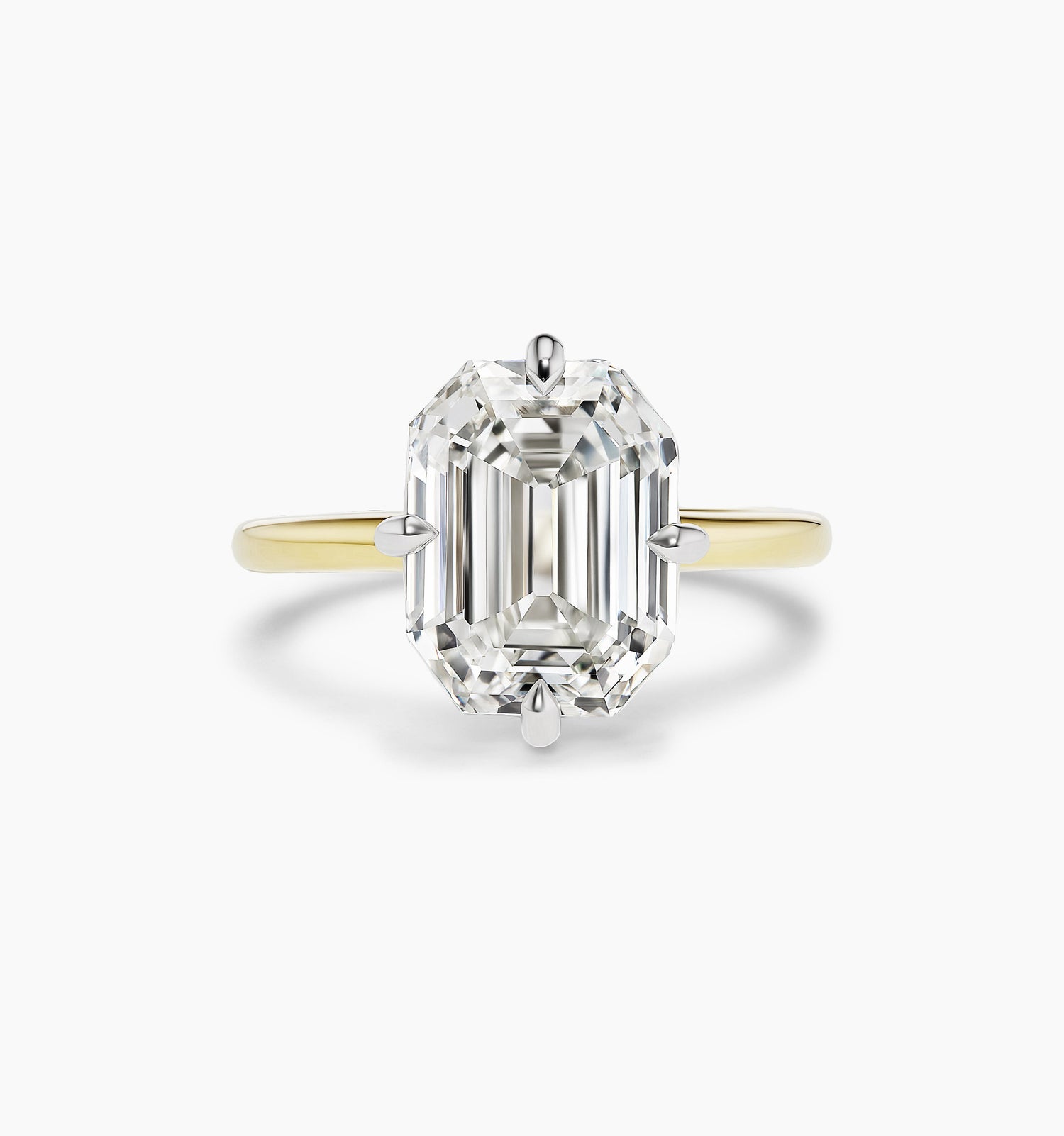 Emerald Compass Prong Engagement Ring